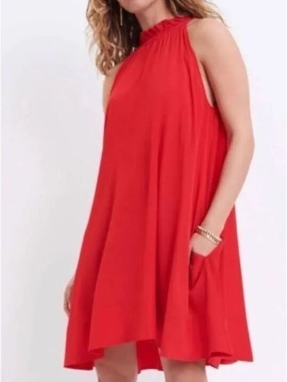 Mersea Endless Summer Red Halter A-Line Mini Swing Dress S/M